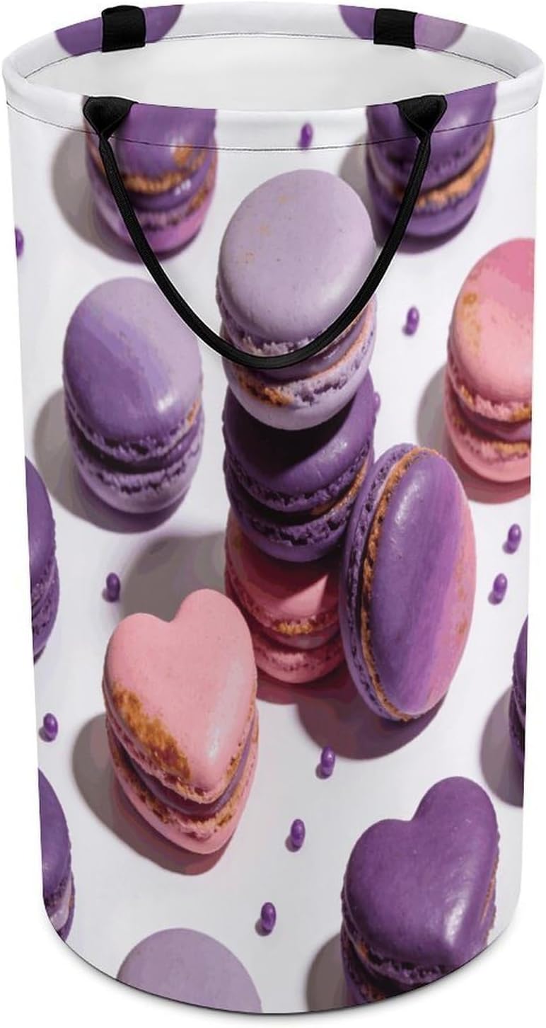Cute Colorful Macaron Purple Laundry Hamper Portable Lightweight Clothes Hampers Fashion Dirty Laundry Storage Basket Large Capacity Foldable Clothes Baskets for Bathroom Bedroom
