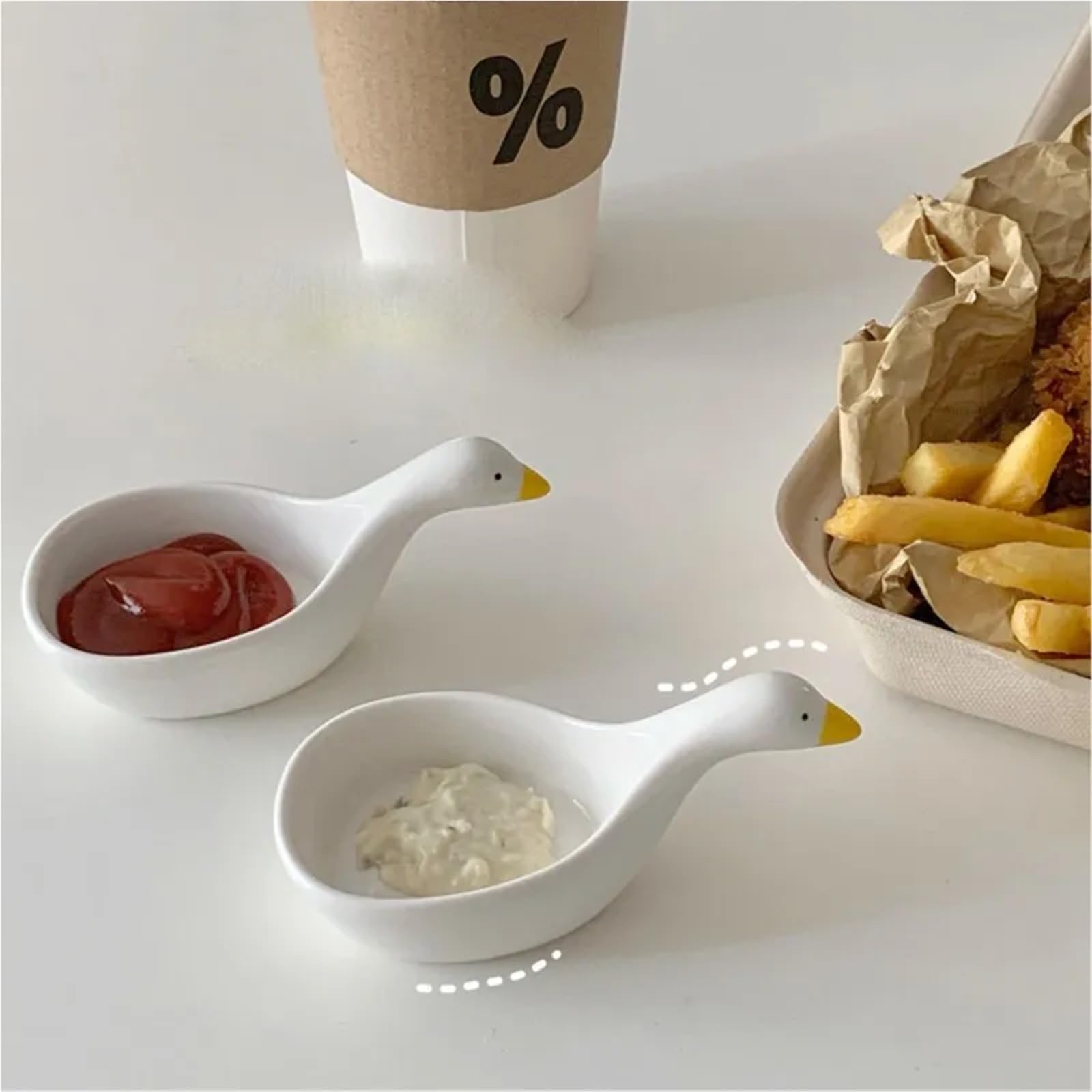 Coquetiers, 5 pièces Belle Mini oie Style créatif en céramique Errant décoration de la Maison Porte-Oeufs Tasse Oeuf Outil