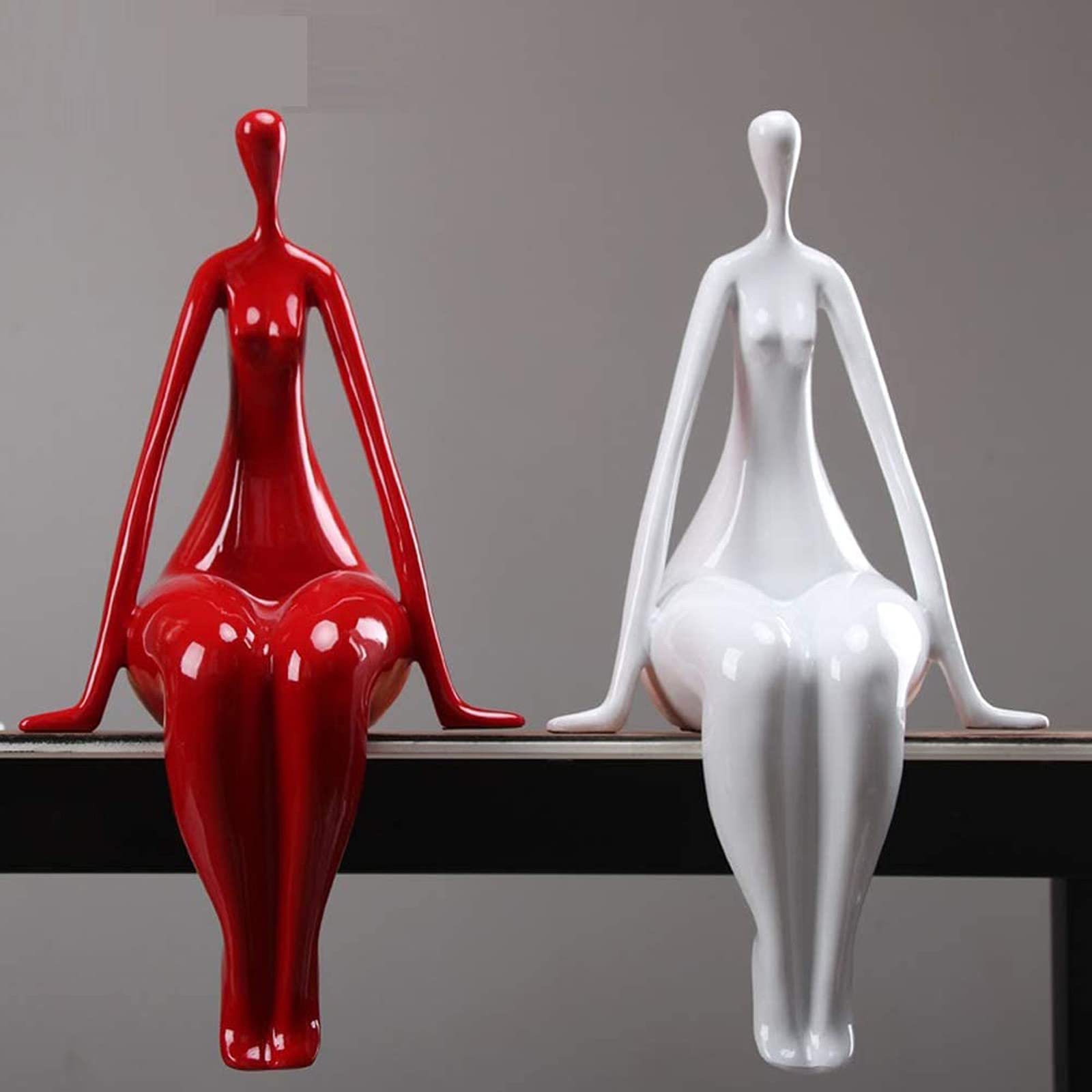 Red Deko Skulptur Dicke Frau Gross,Skulpturen Und Figuren Modern zu einer Frauen geschenk,Abstrakte Kunst Harz Figur Charakter Handarbeit Zubehör Dekoration für Wohnkultur Büro Bücherregal Deko