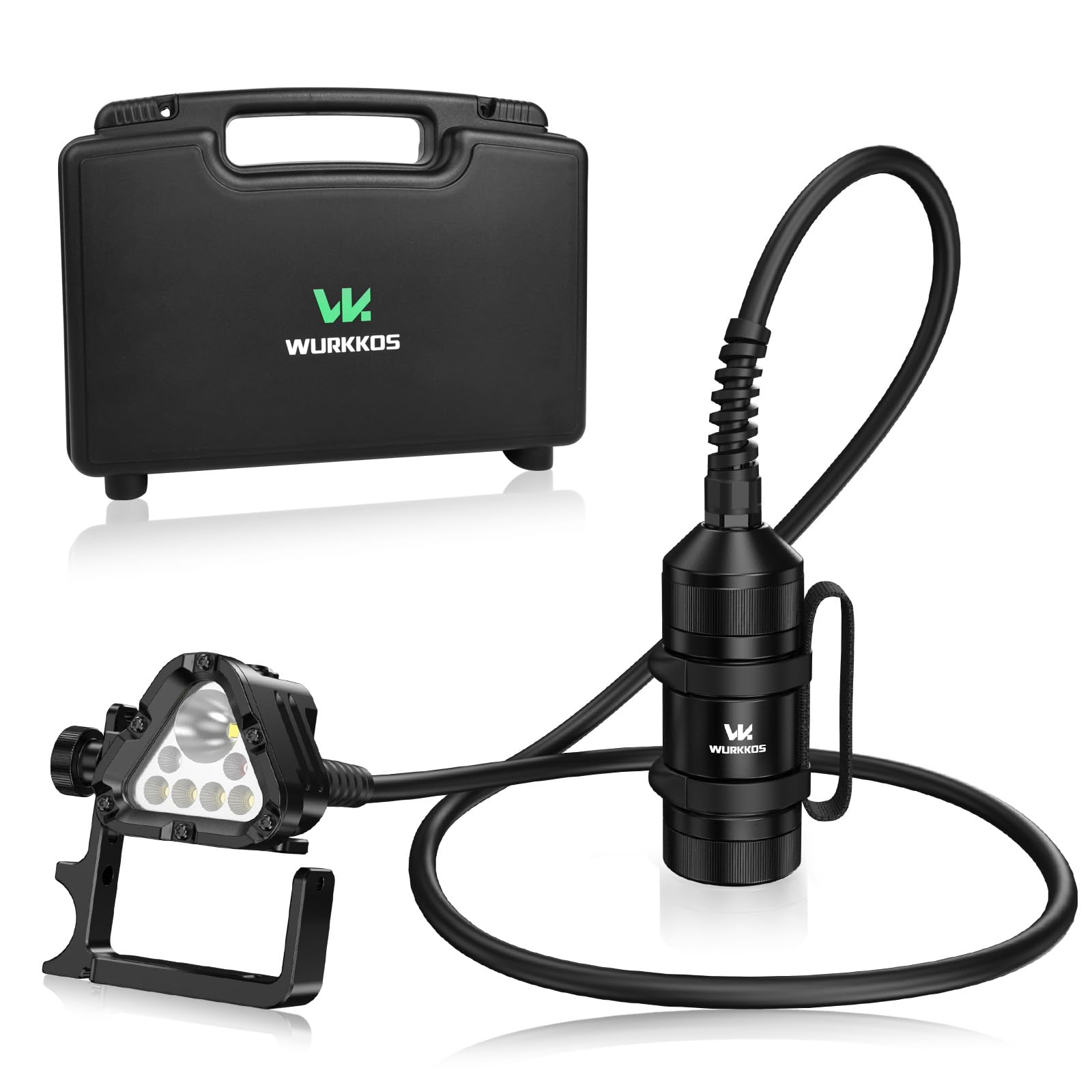 Wurkkos D1 profesjonalna lampa do nurkowania, 6000 lumenów, 8° punktowa + 72° Flood, 660 nm czerwona i 365 nm UV, akumulator 31700 mAh, 150 m wodoszczelna z uchwytem Goodman, do nurkowania w