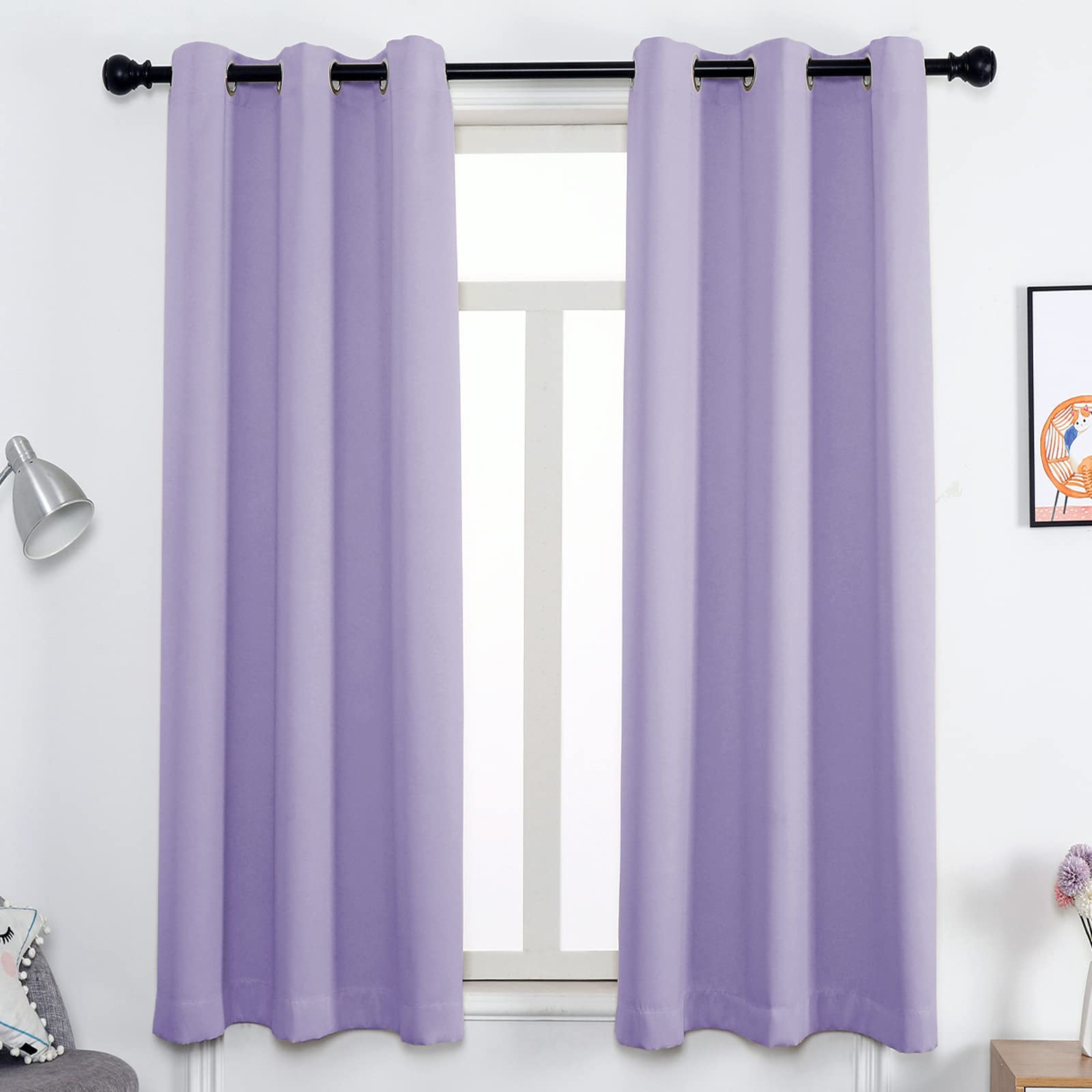 GZQIAWY Eyelet Curtain,Opaque 75%-95% Blackout Thermal Curtain,Cold and Heat Insulation Decorative Curtain Heat Protection Curtain Winter Summer (Width x Height) W173.2 x H59.05in purple 1PCS