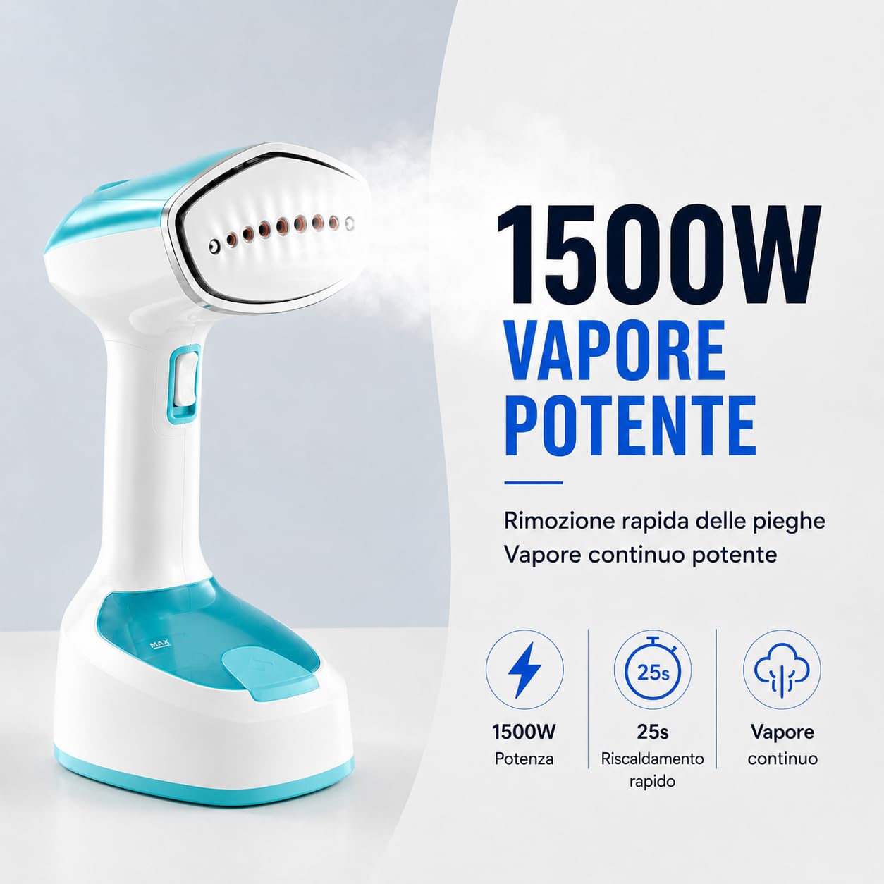MULIN Vertikales Bügeleisen, 1500 W, vertikal, zusammenklappbar und tragbar mit Bürste, Reisebügeleisen mit 150 ml Tank, schnelle Erwärmung für Zuhause und Reisen