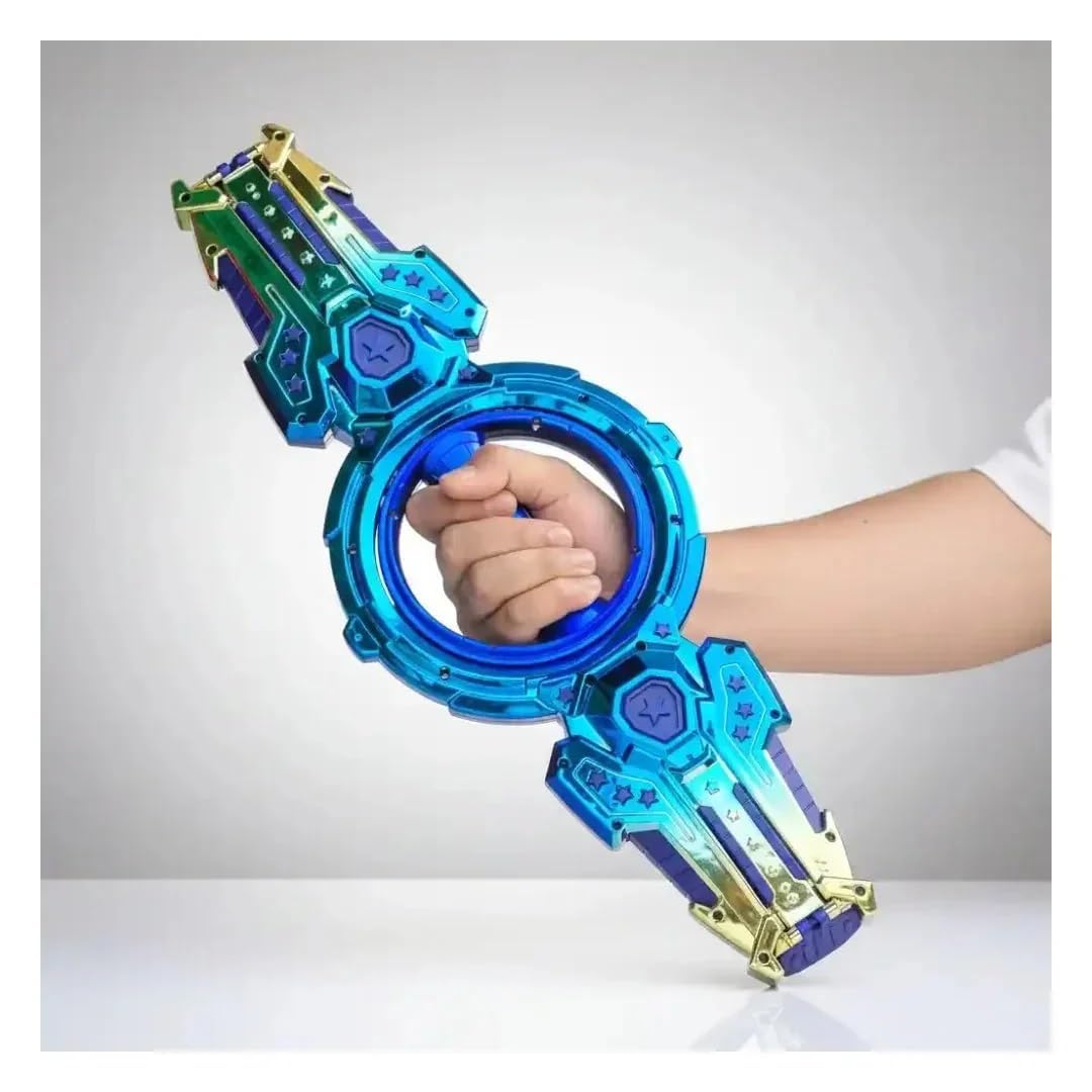 Amp Toys Retractable Spark Sword, Double-Edged Spinning Sword with FX Sound & Multi-Color LED, Double-Headed Telescopic Expandable Light Swords Toy-image-45