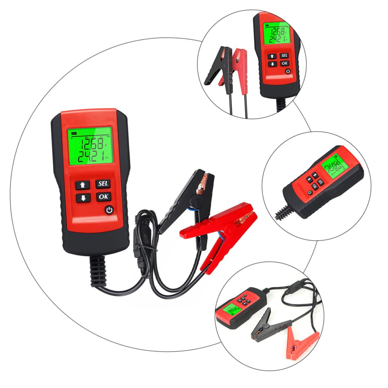 Tester Per Batteria Auto Digitale 12v Schermo Lcd Retroilluminato, Analizzatore Di Batteria Per Autoveicoli Indicatori Di Tensione, Resistenza e Capacità, Strumento Di Per Uso Automobilistico