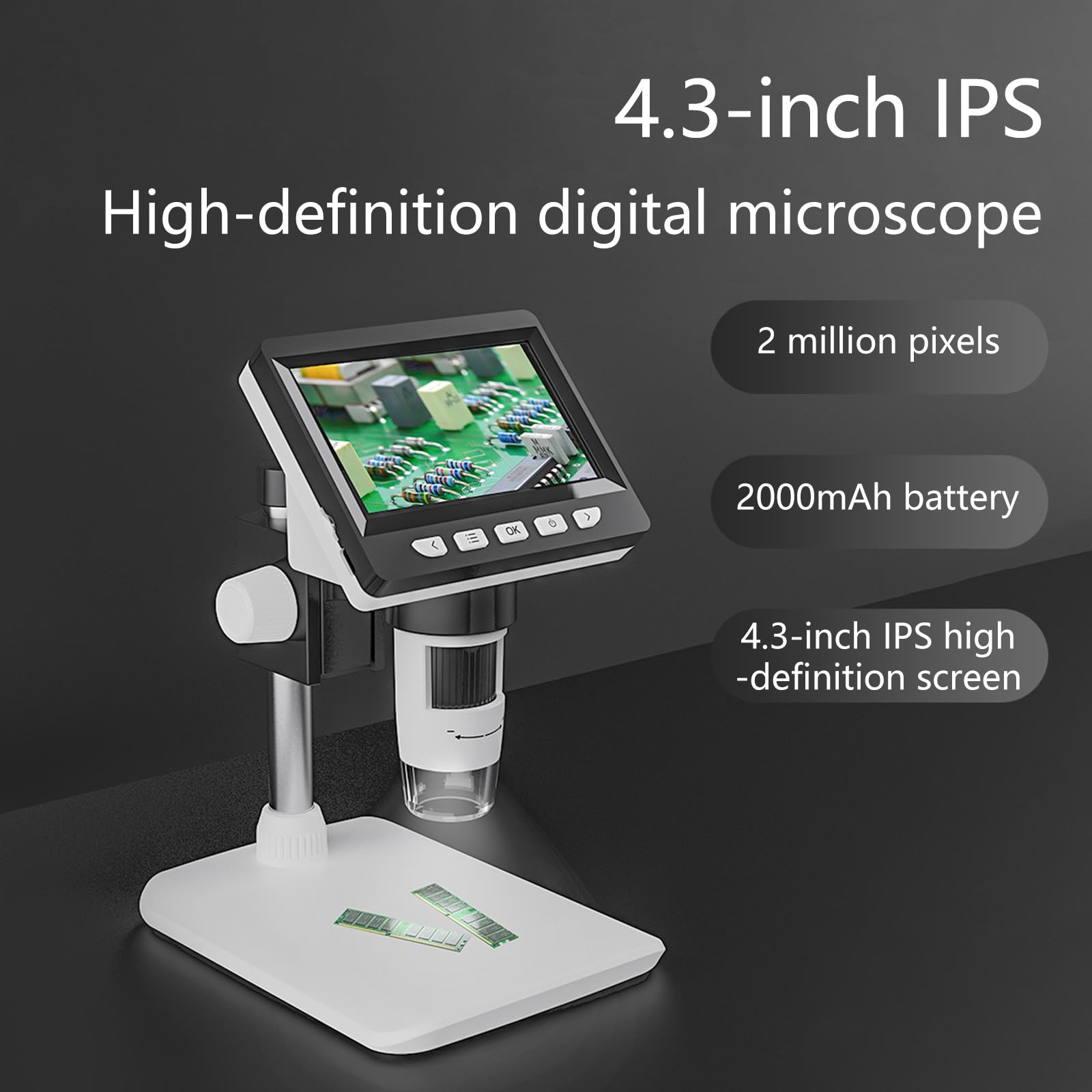 Microscopio a moneta 1080P con batteria ricaricabile e visualizzazione del PC per saldatura e analisi del circuito 4.3Inch microscopio di saldatura 1080P