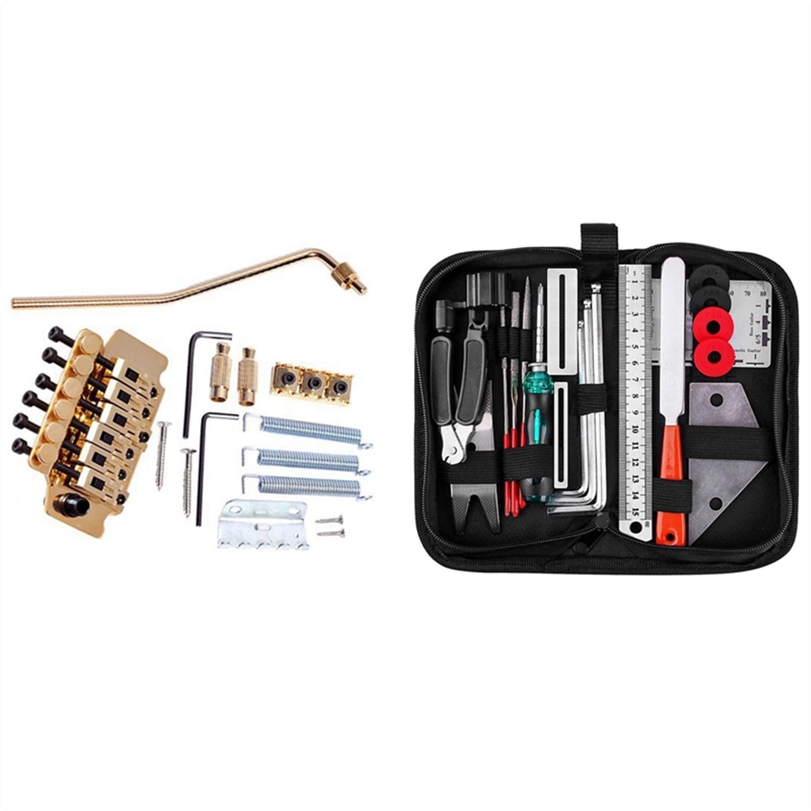 FLFL 1 Pacchetto Sistema di Parti del Ponte Tremolo per Chitarra in Oro con Strumenti di Riparazione per Chitarra 20 Pezzi Strumento per Chitarra Sistema Ponte Chitarra