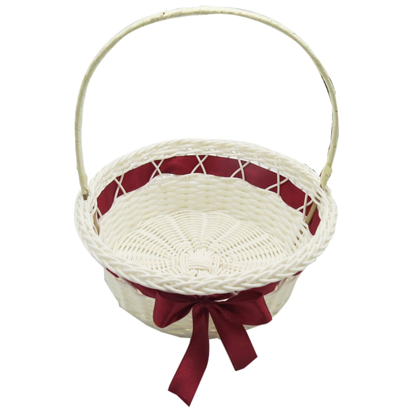 Flower Girl Basket, Traditional Woven Flower Basket, Handcrafted Flower Girl Basket, Delicate Woven Flower Basket, Romantic Woven Flower Girl Basket Vintage Woven Basket for Flower Girl Natural Flower