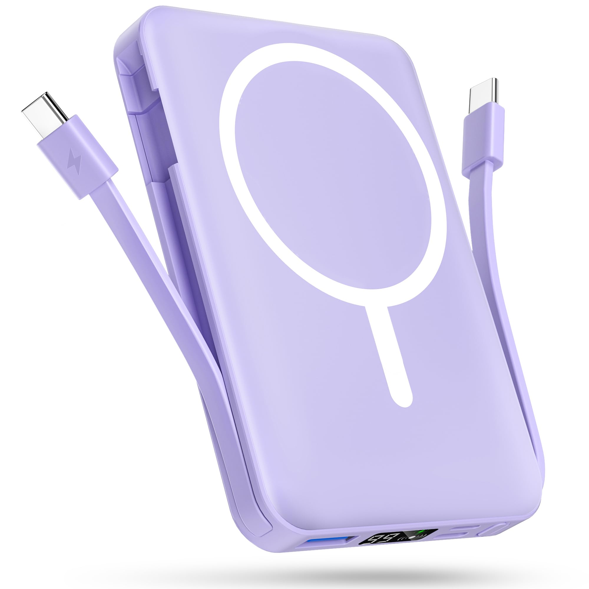 Podoru Powerbank für Magsafe,10000mAh Magnetisch Power Bank mit USB-C Kabel