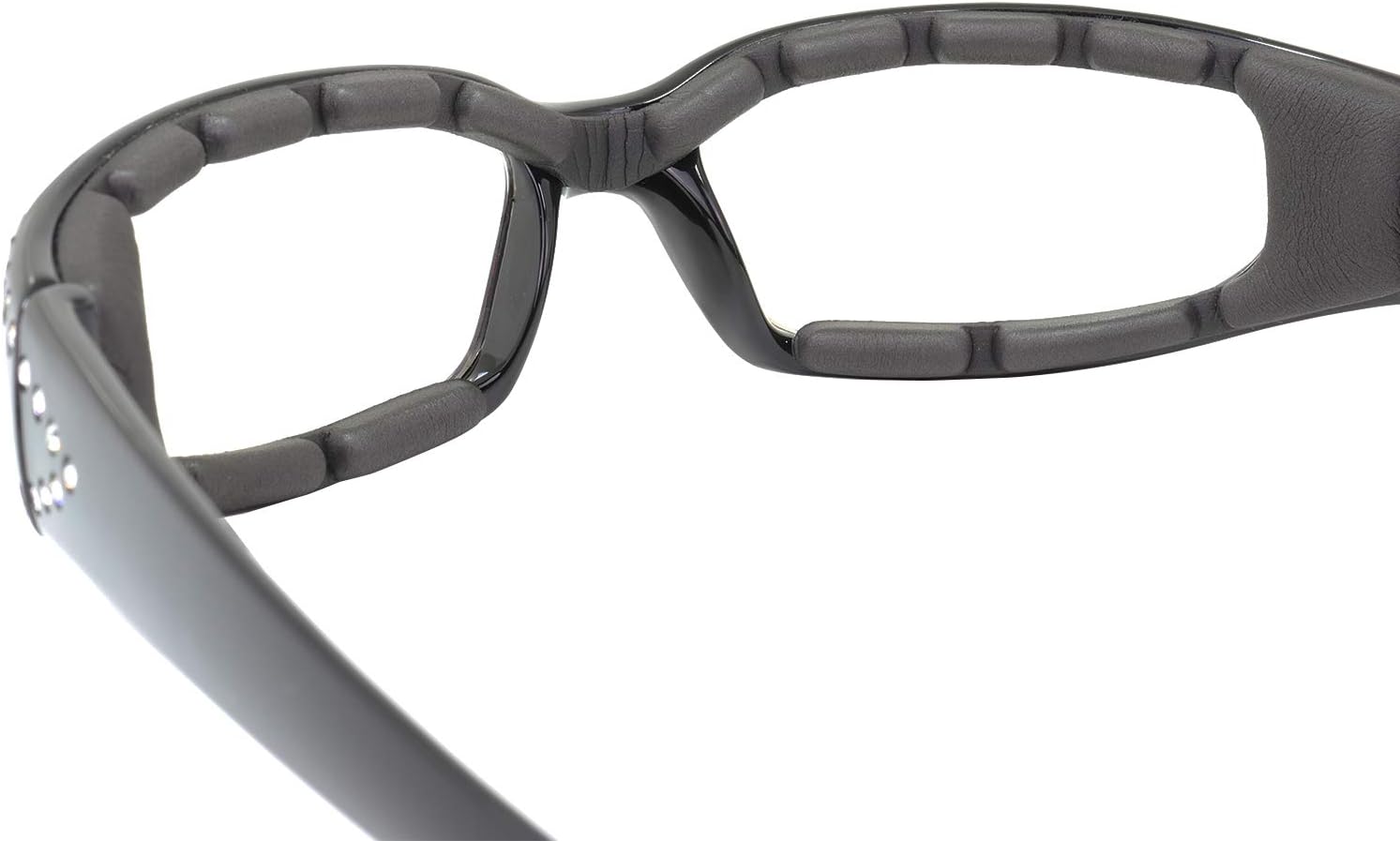 Global Vision Marilyn-3 Women's Ladies Padded Motorcycle Sunglasses Bling 2 Pair Black Studded Frames Clear & Smoke Lenses