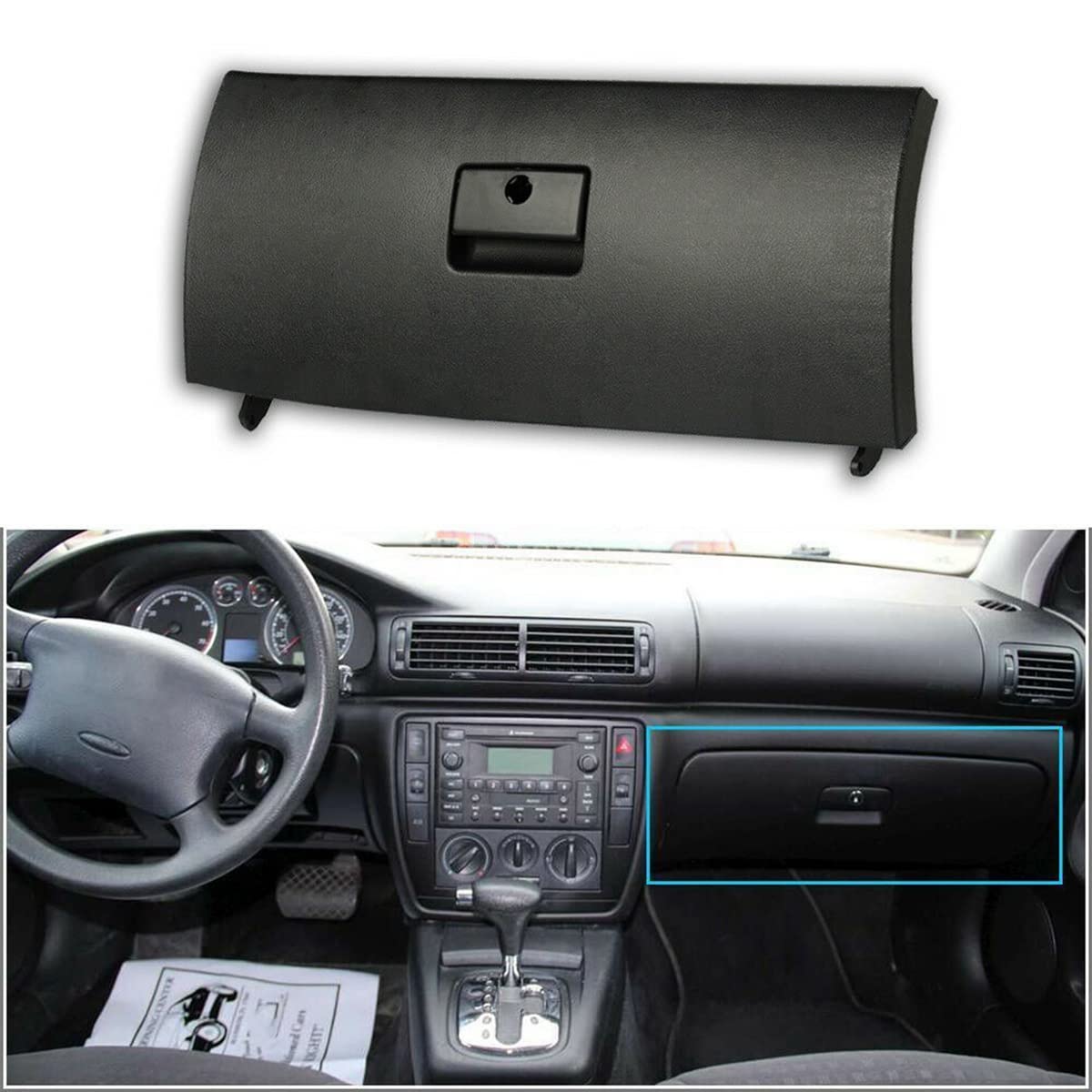 Nemeae 1J1857121 Car Front Passenger Side Console Glove Garbage Box Door Lid Cover for Golf 4 MK4 1998-2004 Black