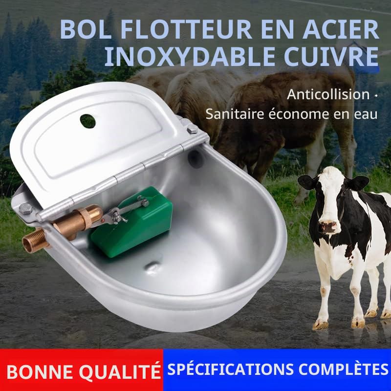 Abreuvoir automatique avec valve flottante en cuivre,Grande capacité,En acier inoxydable,Abreuvoir pour bovins,Abreuvoir automatique pour chien,Gamelle automatique pour cheval