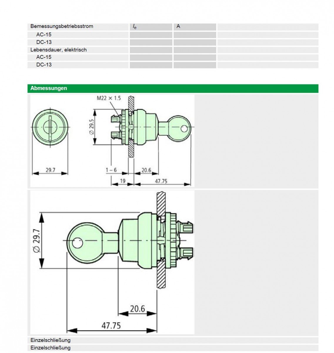 EATON M22-WRS3 Selector de Llave, 3 Posiciones, con Enclavamiento, 3.0cm x 3.0cm x 7.0cm, Caja de 5