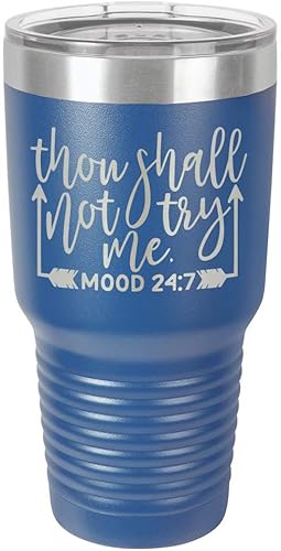 Vista 16 de THOUGH SHALL NOT TRY ME LIGHT PURPLE Vaso de bebida de 30 oz con pajita Taza de viaje grabada con láser con citas divertidas Comparar con Yeti