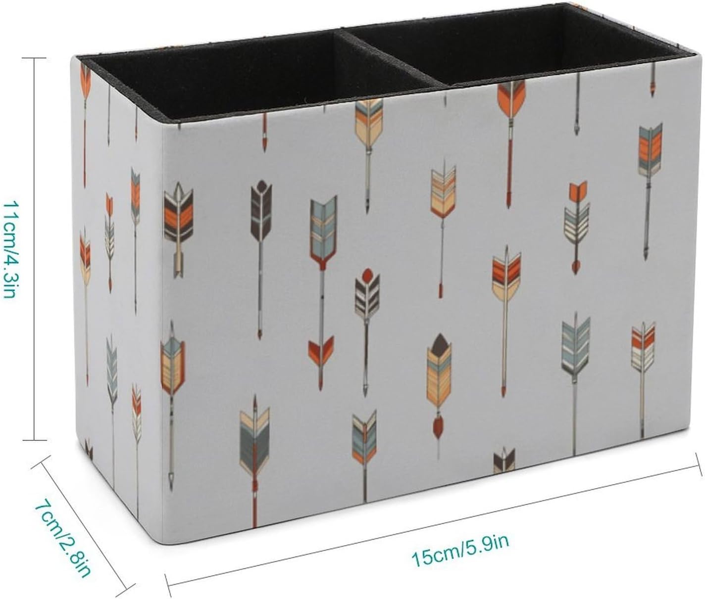 Arrows Pattern Pencil Pen Holder PU Leather Desk Storage Organizer Makeup Brush Box