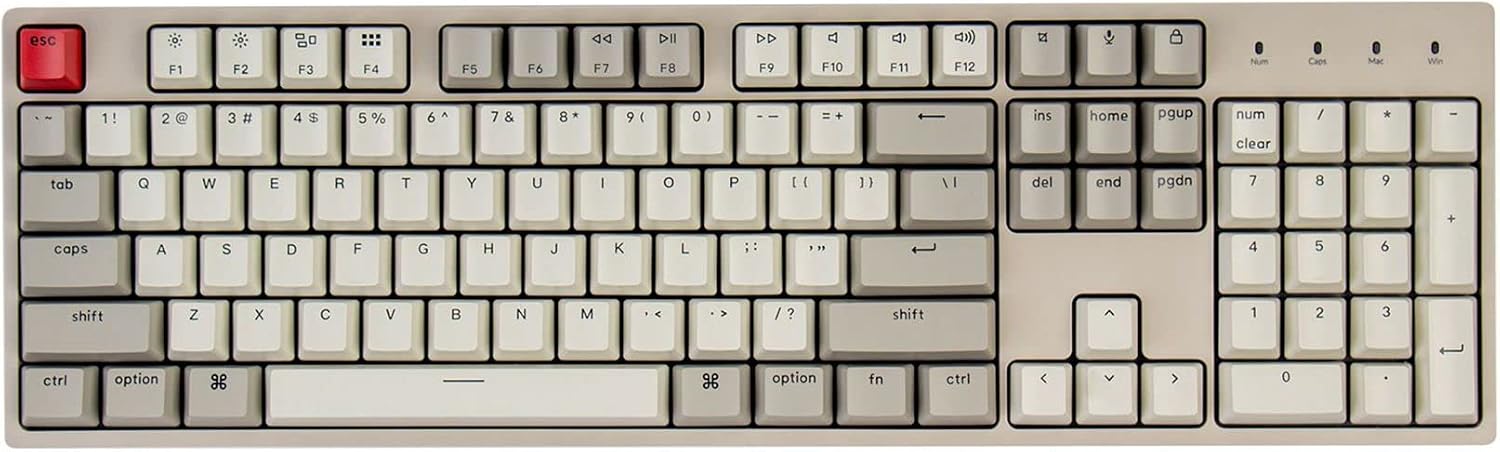 C2 Full Size Wired Mechanical Keyboard, Hot-Swappable, Retro | ABS keycaps with Red Switch, USB-C connection, Ergonomic support, Non-backlit design, Compatible with Mac Windows