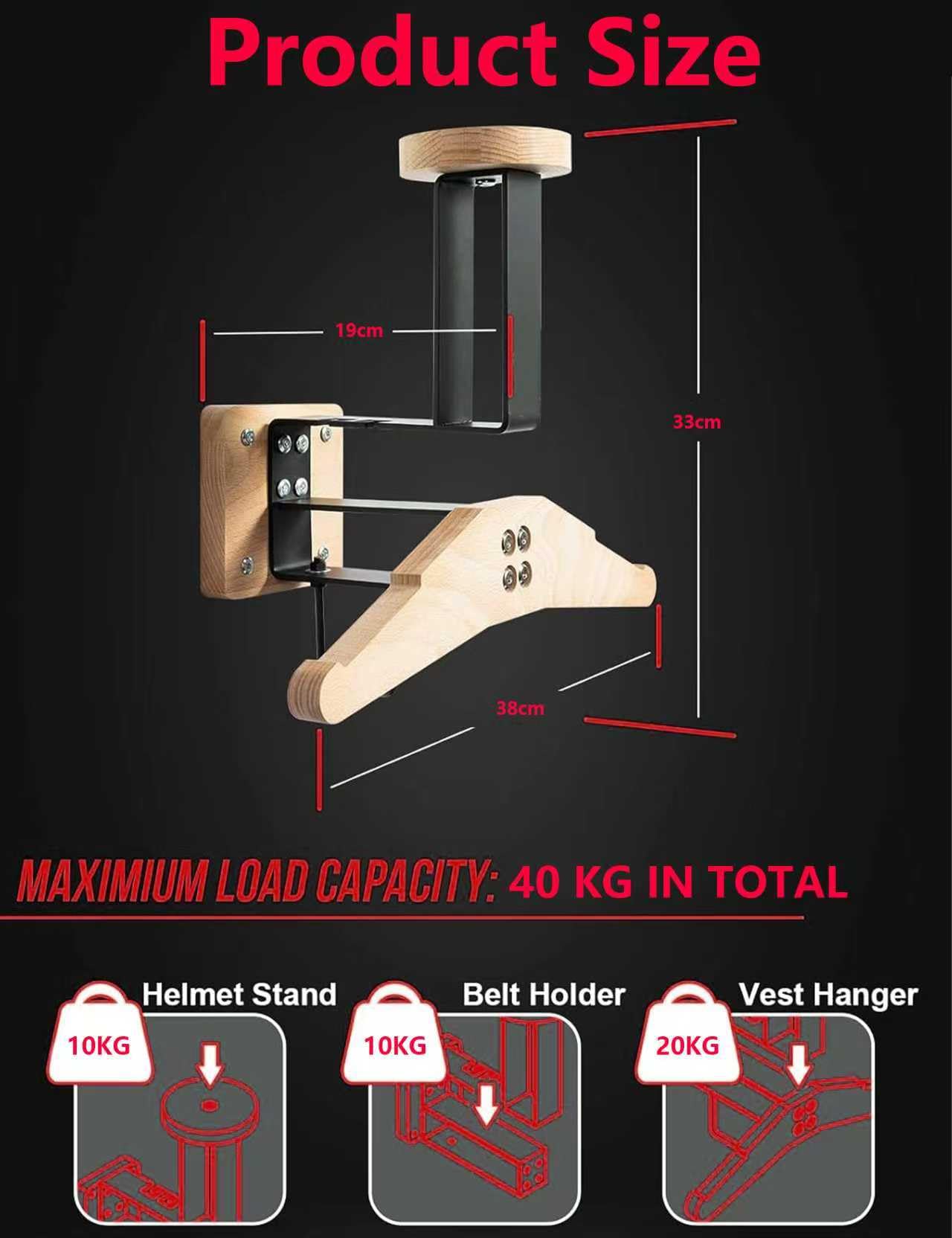 Motorrad Garderobe, Motorradhelm Halterung Wand & Westenhalter für Radfahren & Jacke, Tactical Gear Wall Mount