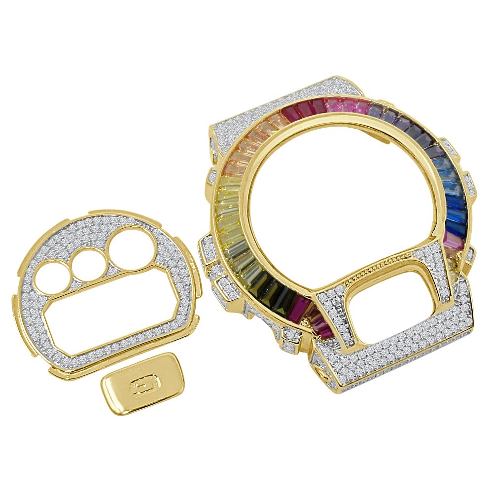 Baguette Replacement Solitaire Smart Watch Case Insert Cover 6 00 CWT VVS1 D Zirconia 14K Gold Tone Compatible