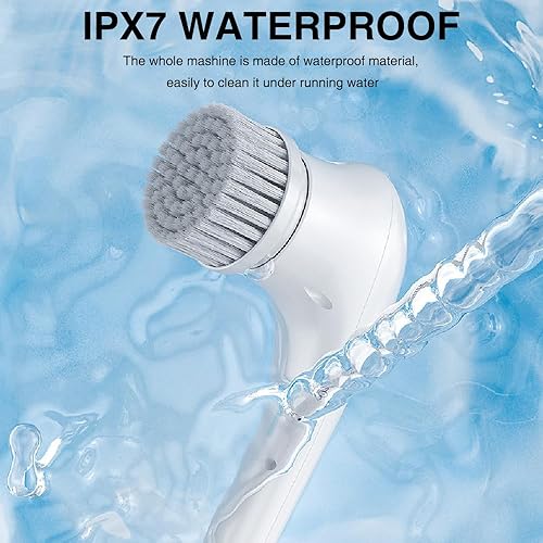Miniatura 3 de OBEST Limpiador eléctrico giratorio, limpiador eléctrico inalámbrico de ducha con 5 cabezales de cepillo de limpieza de ducha reemplazables,