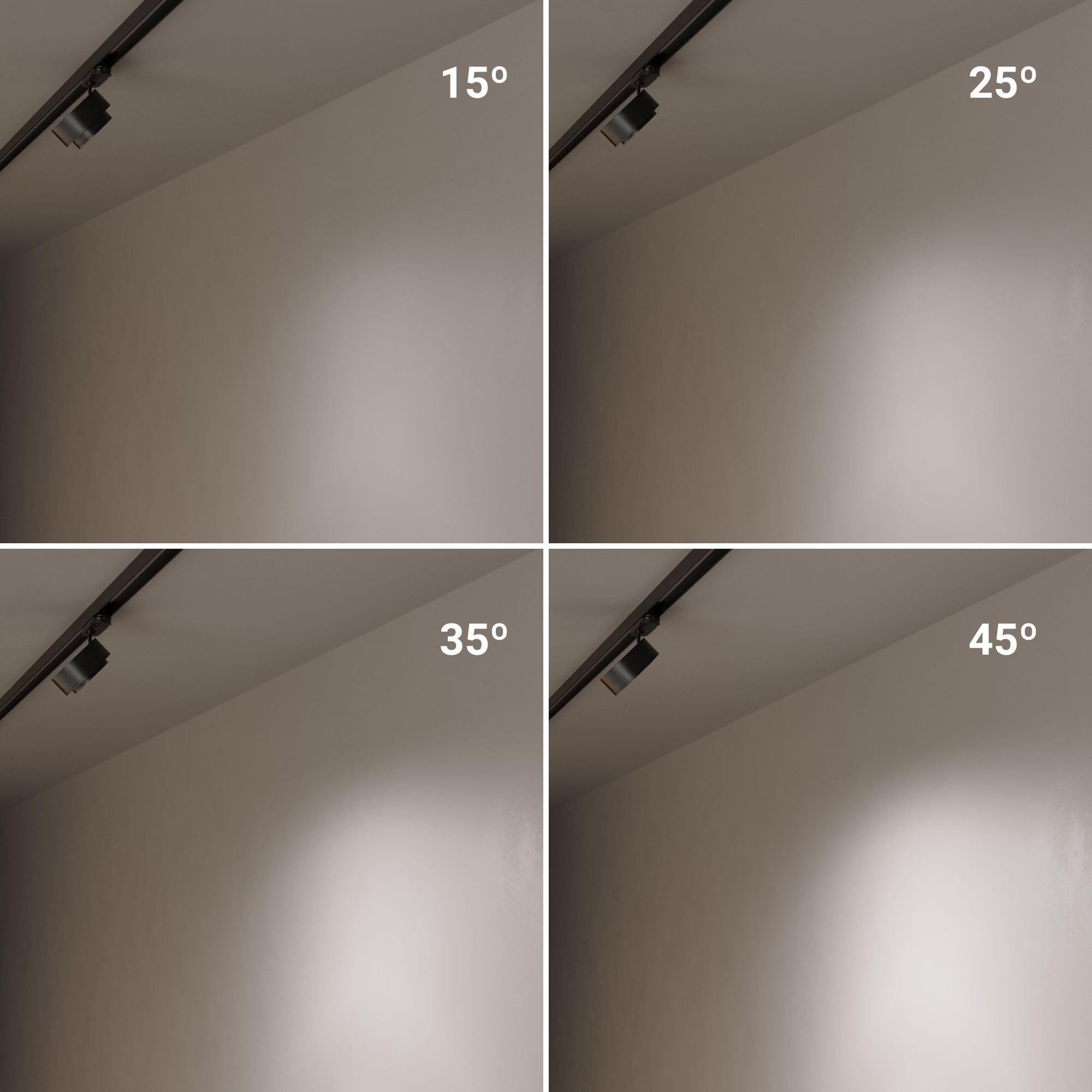 Faretto LED circolare a binario trifase 35W - ZOOM 15º- 45º - 4000K - CRI 90