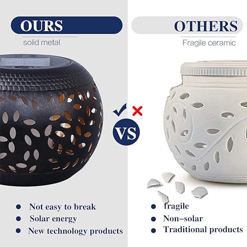 Miniatura 6 de Farol solar de mesa impermeable para exteriores, paquete de 2 luces solares de llama parpadeante bailarina, lámpara decorativa de escritorio de