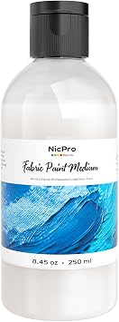 Nicpro Professional Effects Fabric Medium, 8.45oz Bottle Fabric Painting Acrylic Fluid Medium, Improves Acrylic Paint Adhesion to Fabrics, Textiles for Fabrics DIY Clothing, T-shirts, Shoes Jeans Bags