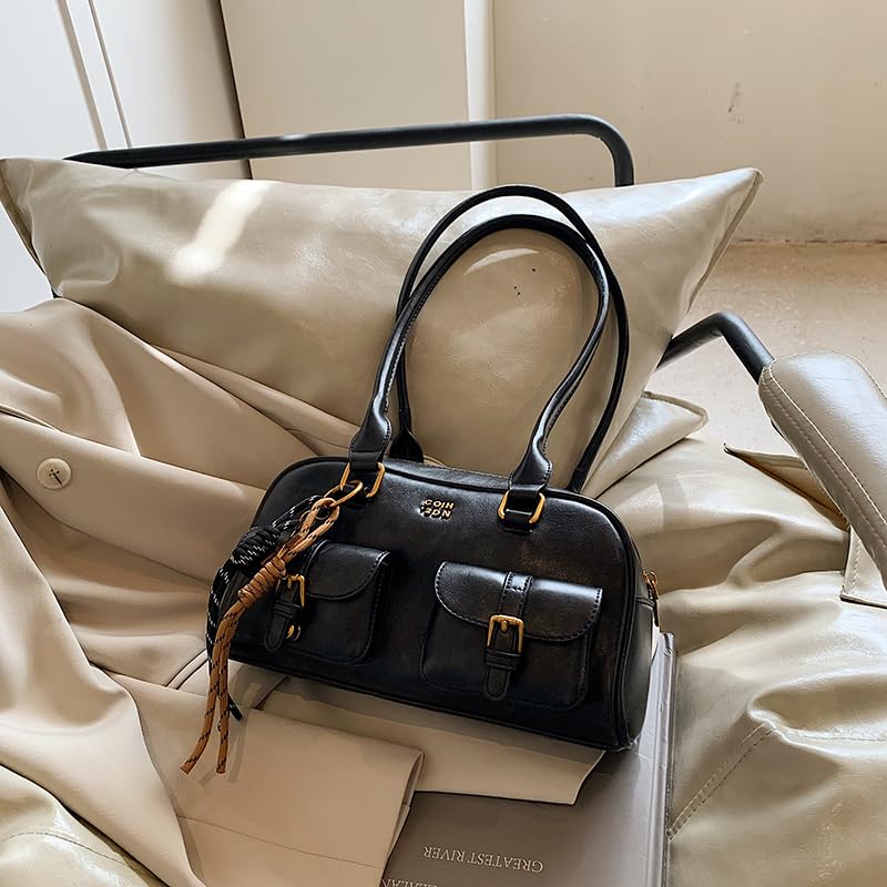 Women Cordury Underarm Bag Vintage Style Retro Top Handle Bag Casual Double Front Pocket Handbag Tote Bag for Shopping Travel4