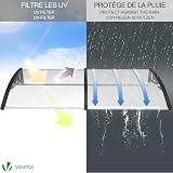 VOUNOT Front Door Canopy Outdoor Awning, Rain Shelter for Back Door, Porch, Patio, Window, 200 x 80 cm, Black - 3