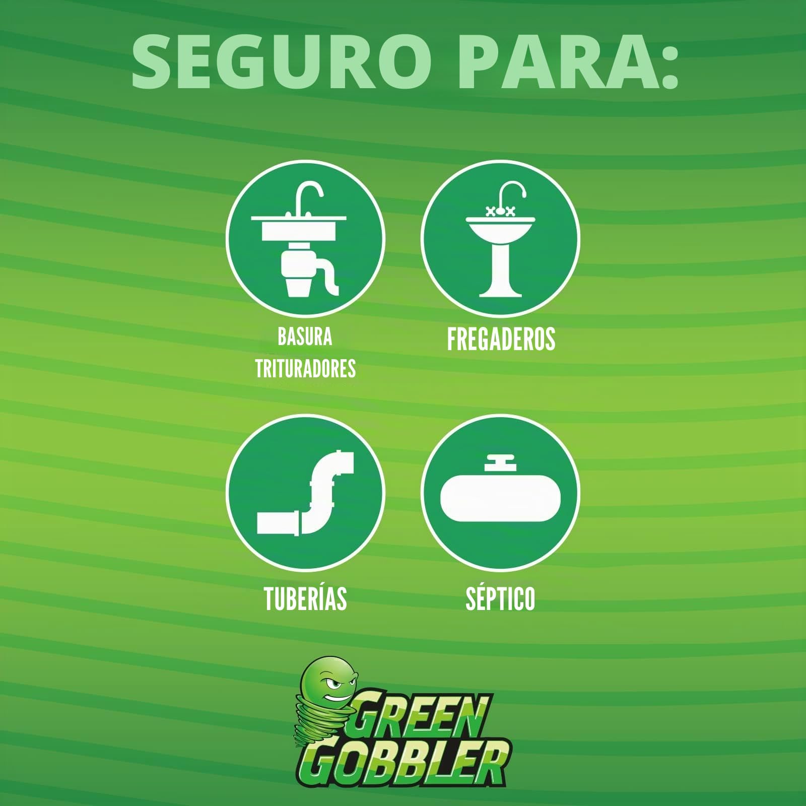 Green Gobbler Última abridor de drenaje principal de drenaje + removedor limpiador + estorbo del pelo - 64 oz (líneas principales, fregaderos, bañeras, lavabos, duchas, fregaderos de cocina)