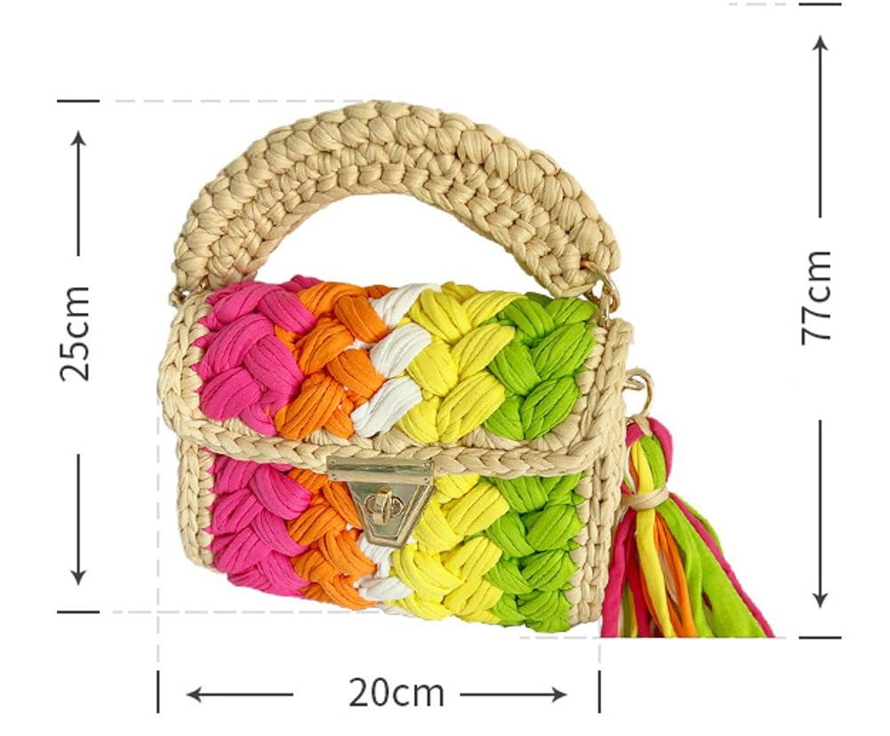 Chunky Yarn Knit Crochet Tote Purse Crossbody Bags for Women - Handwoven Evening Clutch Flap Shoulder Bag — view 4