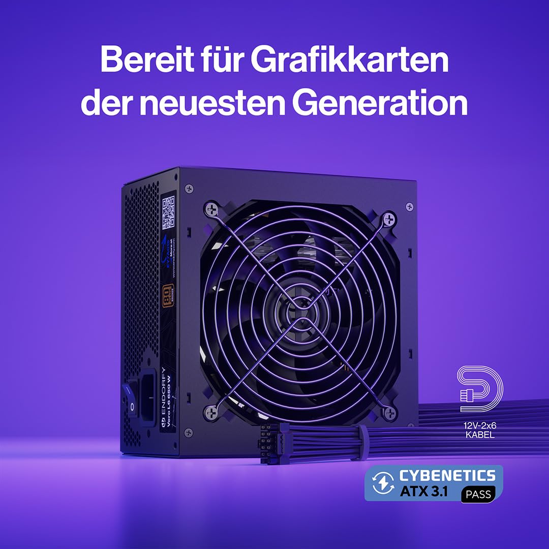 ENDORFY Vero L6 PSU (650, Watt) | Netzteil ATX 3.1 PCIe 5.1, 80 PLUS Bronze, Cybenetics Silver, Leiser Stratus 120 mm Lüfter, PSU für Gaming PC und Workstation