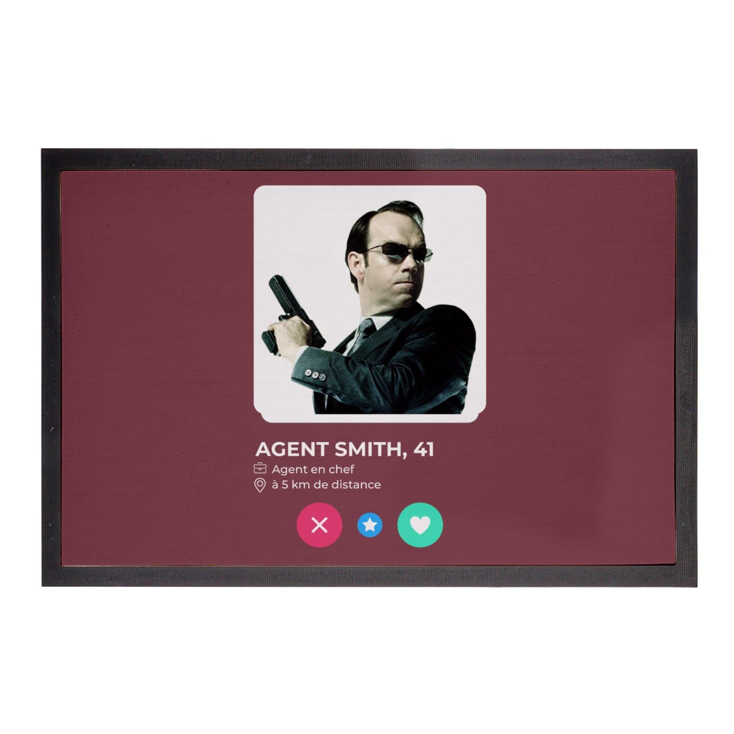 Paillasson rouge 75x50cm Agent Smith tapis d'entrée absorbant et résistant