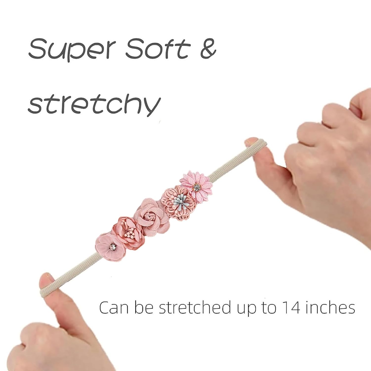 Baby Girls Floral Headbands Super Soft Stretchy Nylon Flower Hairband Newborn Toddler Hair Accessories Gifts