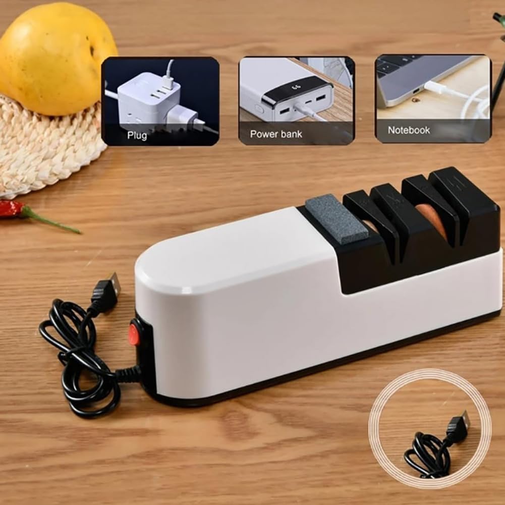 Elektryczna ostrzałka do noży Wysoka precyzja Gospodarstwo domowe Mały kamień do szybkiej ostrzenia W pełni automatyczny nóż kuchenny Akumulatorowa ostrzałka do noży, do noży Nożyczki Gospodarstwo