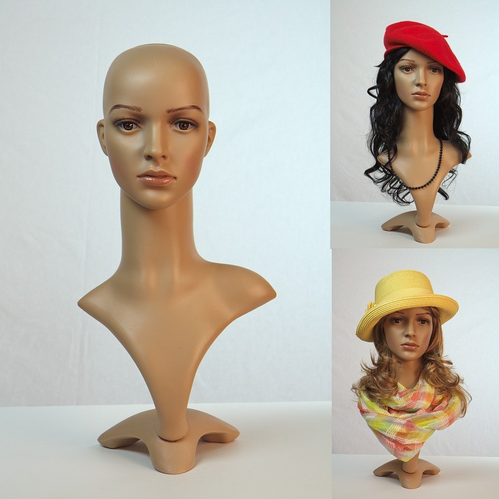 FD-2 Frauen Deko-Kopf in Hautfarben. Gesicht, Perücken Kopf schick modern weibliche Schaufensterpuppen Female