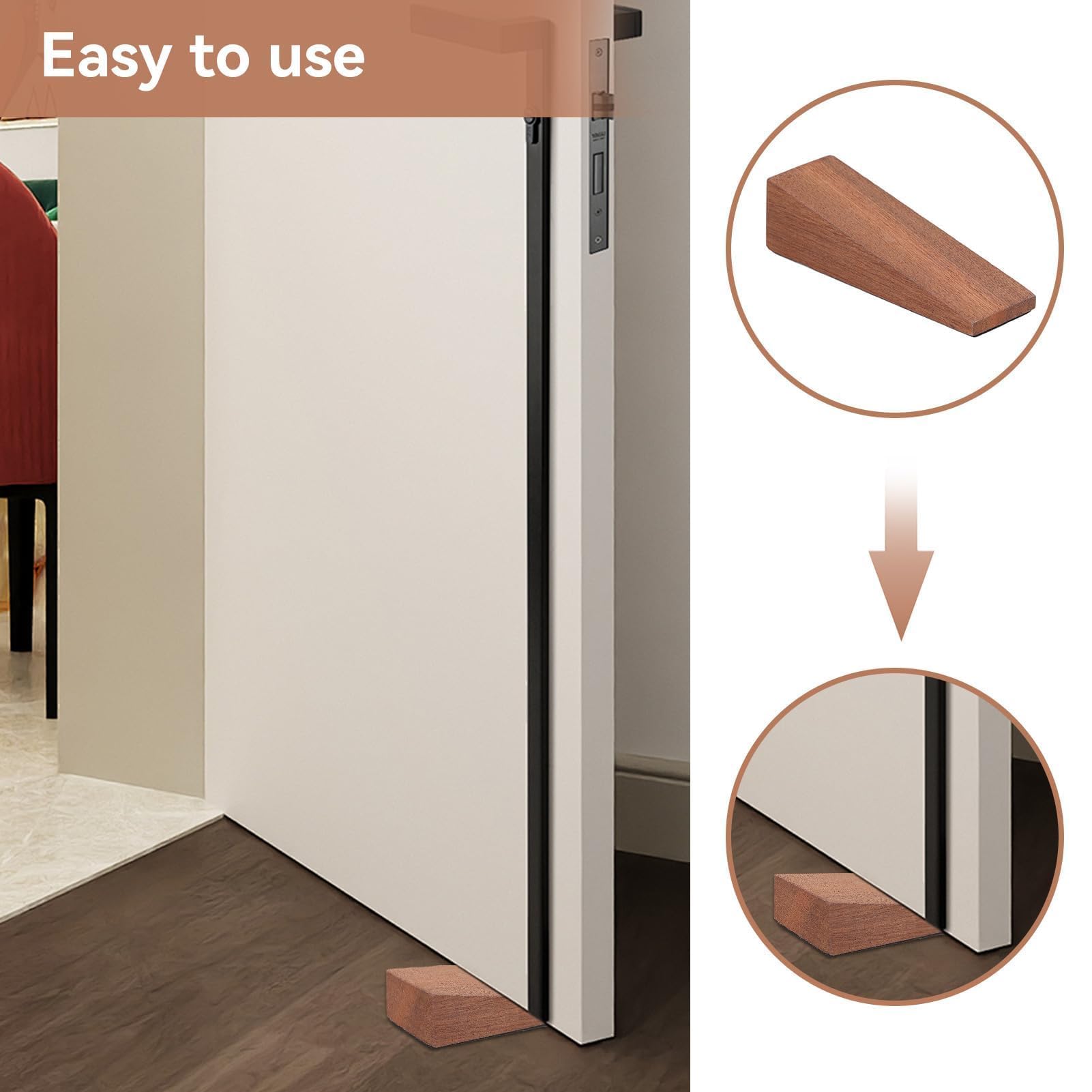 Donkerbruine Houten Deurstopper 4 Stuks Driehoekige Bewegende Deur Antislip voor Badkamer Woonkamer