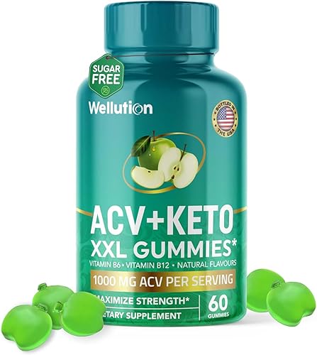 WELLUTION Keto ACV Gummies Vinagre de sidra de manzana, sin azúcar, gomitas Keto ACV para pérdida de peso avanzada, formuladas para apoyar un peso