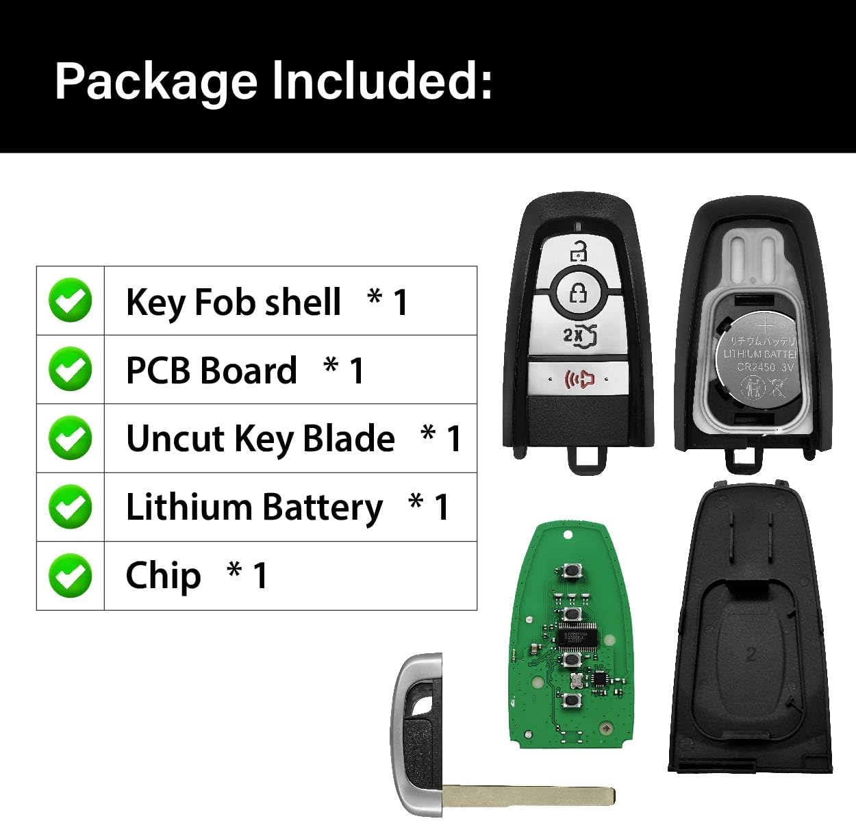 Replacement for 2023 2024 Ford Mustang Key Fob Remote Control M3N-A3C108397 4 Buttons 434MHz