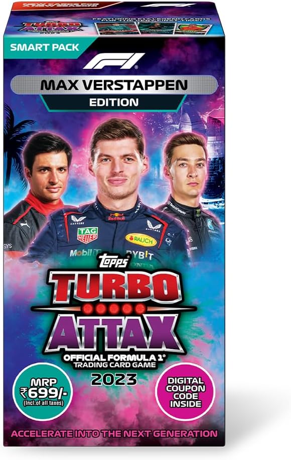 Kids F1 Turbo Attax Trading and Collectible Card Game (Smart Pack- Max Verstappen verison)