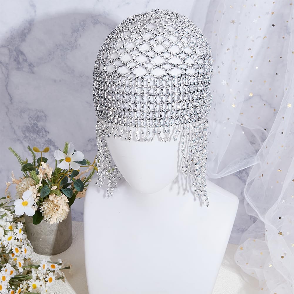 GORGECRAFT 1920s Gorro con Cuentas Tocado Estilo Flapper Cleopatra Gorro con Borlas Diamantes de Imi