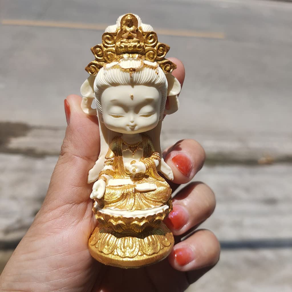 Medytujący posąg Buddy Guanyin Statuetka Mała statuetka Bodhisattwy Dekoracje wnętrza samochodu Posągi do wystroju domu Posąg Zen Posągi medytacyjne Figurka Siedząca Rzeźba Dekoracja (Kolor: B)