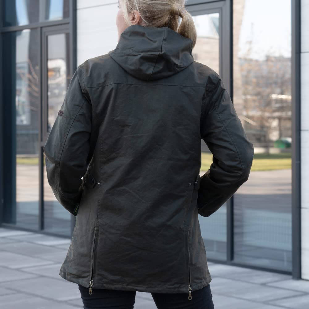 Romneys Damen-Wachsjacke New Ashdown - Robuste Wind- und wasserdichte, tailliert geschnittene Regenjacke inklusive Kapuze