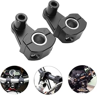 PLSUS Universal 7/8" Motorcycle Handlebar Riser for 7/8" 22mm/1 1/8" 28mm Bars Mount Bracket Clamp Fits Yamaha Honda Kawasaki BMW Suzuki (Black)