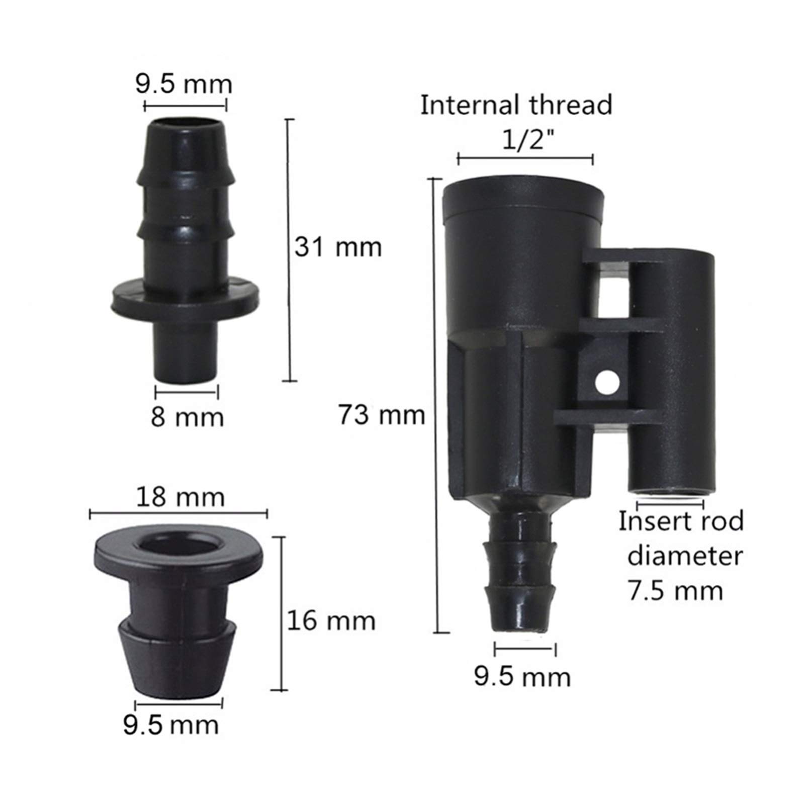 Adaptador de Conector de Manguera Ae para Manguera de Uso General, Soporte de Boquilla de Rosca Hembra de 1/2 Pulgada, Conector de Manguera Deua de Jardín de 9/12 Mm, Herramienta de Conexión de Tuberí