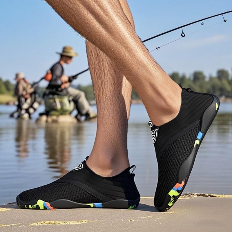 Men Women Water Shoes Barefoot Beach Swim Shoes Quick-Dry for Athletic Hiking River Pool Black2