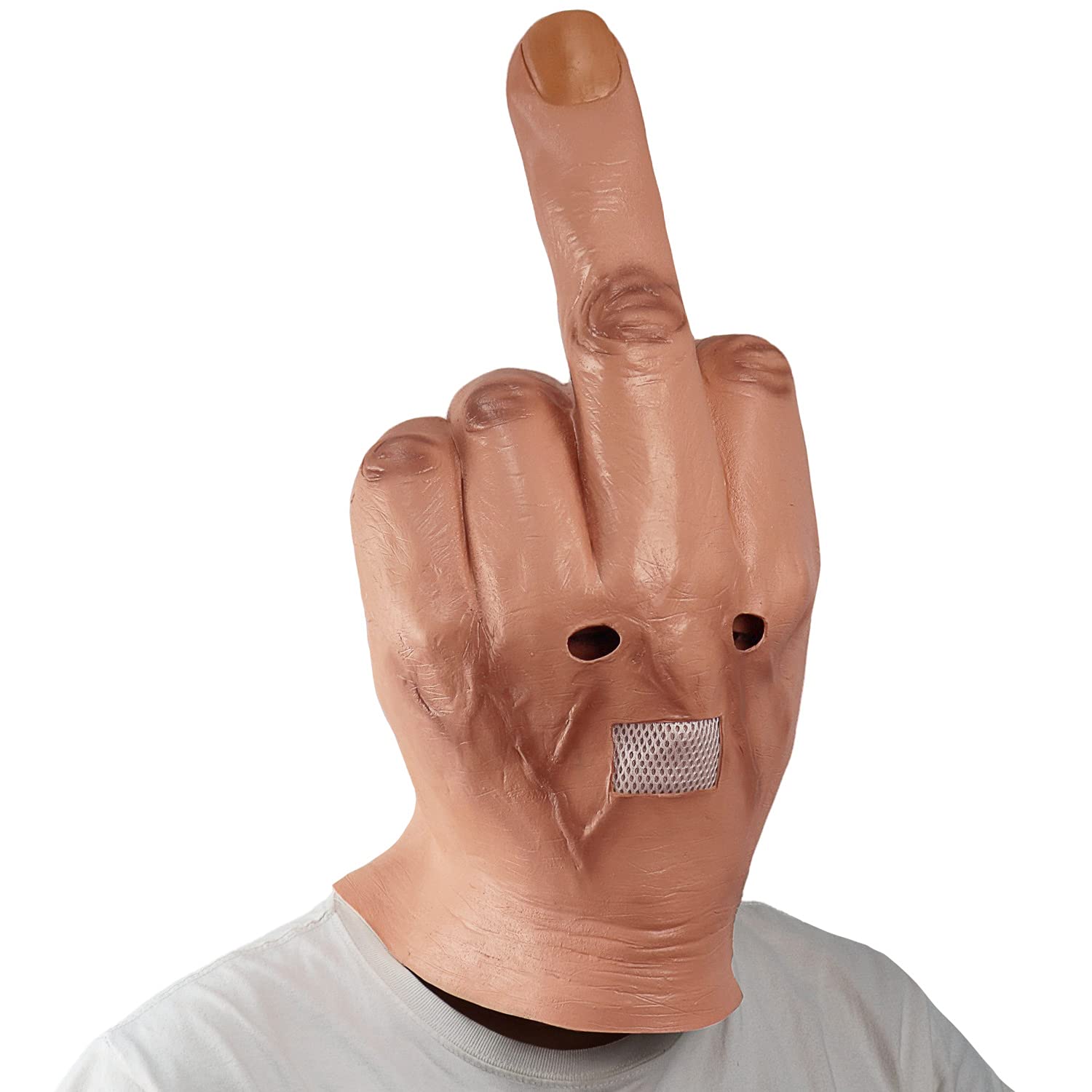 Infinity Gauntlet Middle Finger Mask Adults Creepy Realistic Middle Finger Halloween Costume Mask Full Head Latex Mask Cosplay Party Props - Image 2