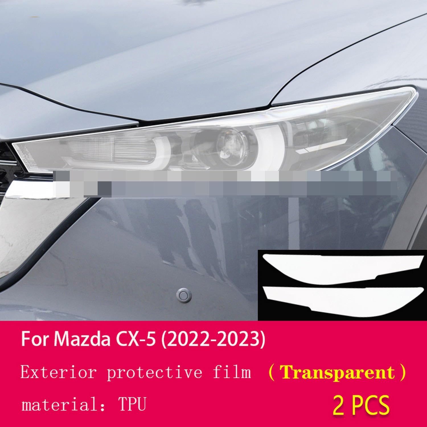 Car Exterior Film TPU PPF Headlamps Protective Film Anti Scratch Repair Membrane Smoked Headlight refit，for Mazda CX-5 2022-2023, transparent