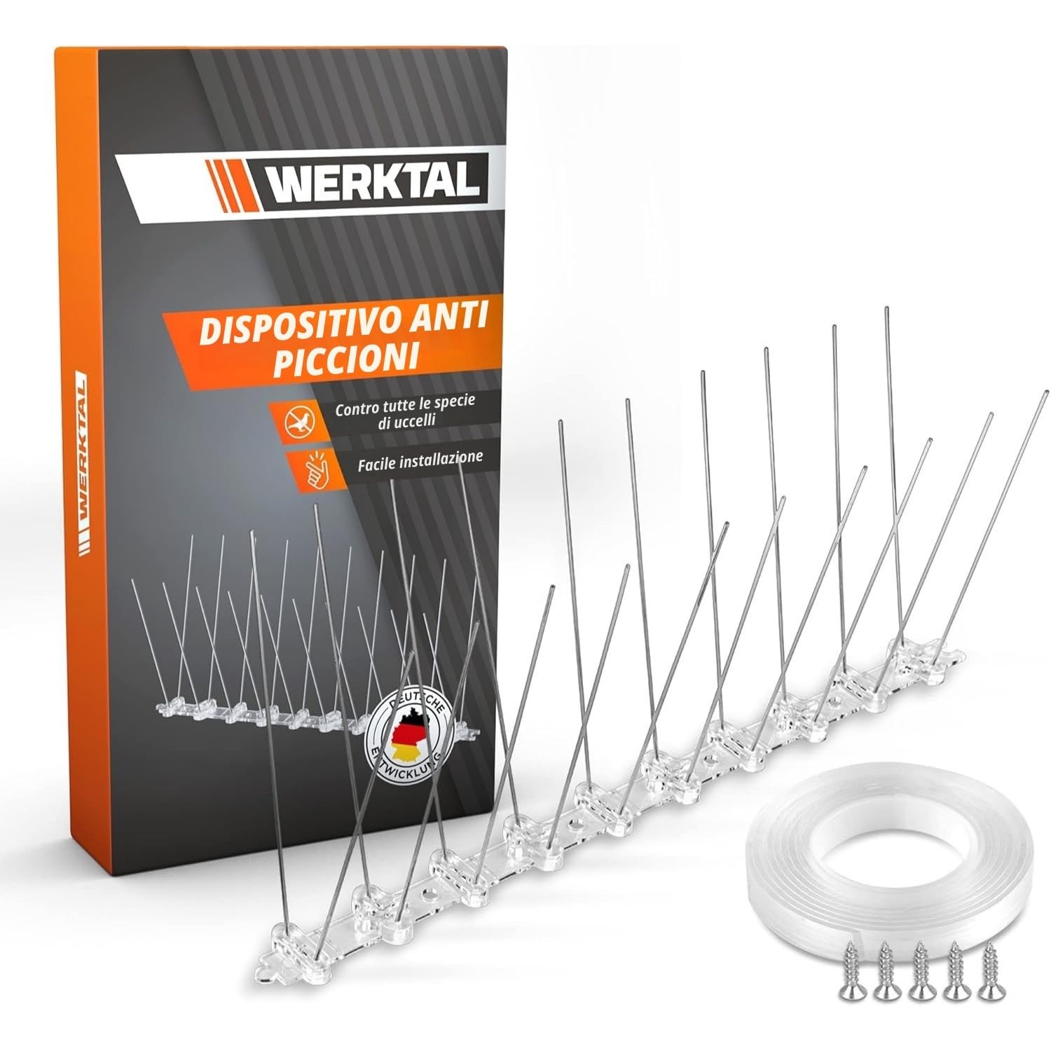 WERKTAL Dissuasore per Piccioni – Repellente Efficace e Durevole in Acciaio Inox [3 metri] – Protezione Anti Uccelli per Balcone e Finestre