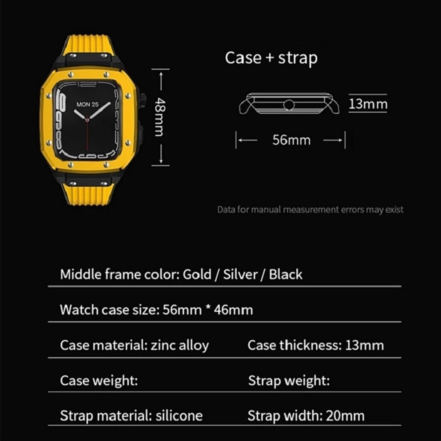 Alloy Watch Case Strap For Apple Watch Series 8 7 6 5 4 SE 45mm 42mm 44mm Metal Frame Modification Business casual style watch Strap