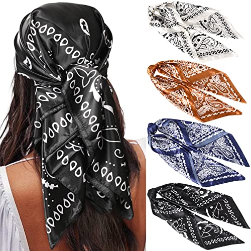 Foulard cou et cheveux femme en satin - Lot de 4 carrés pour dormir 89cm