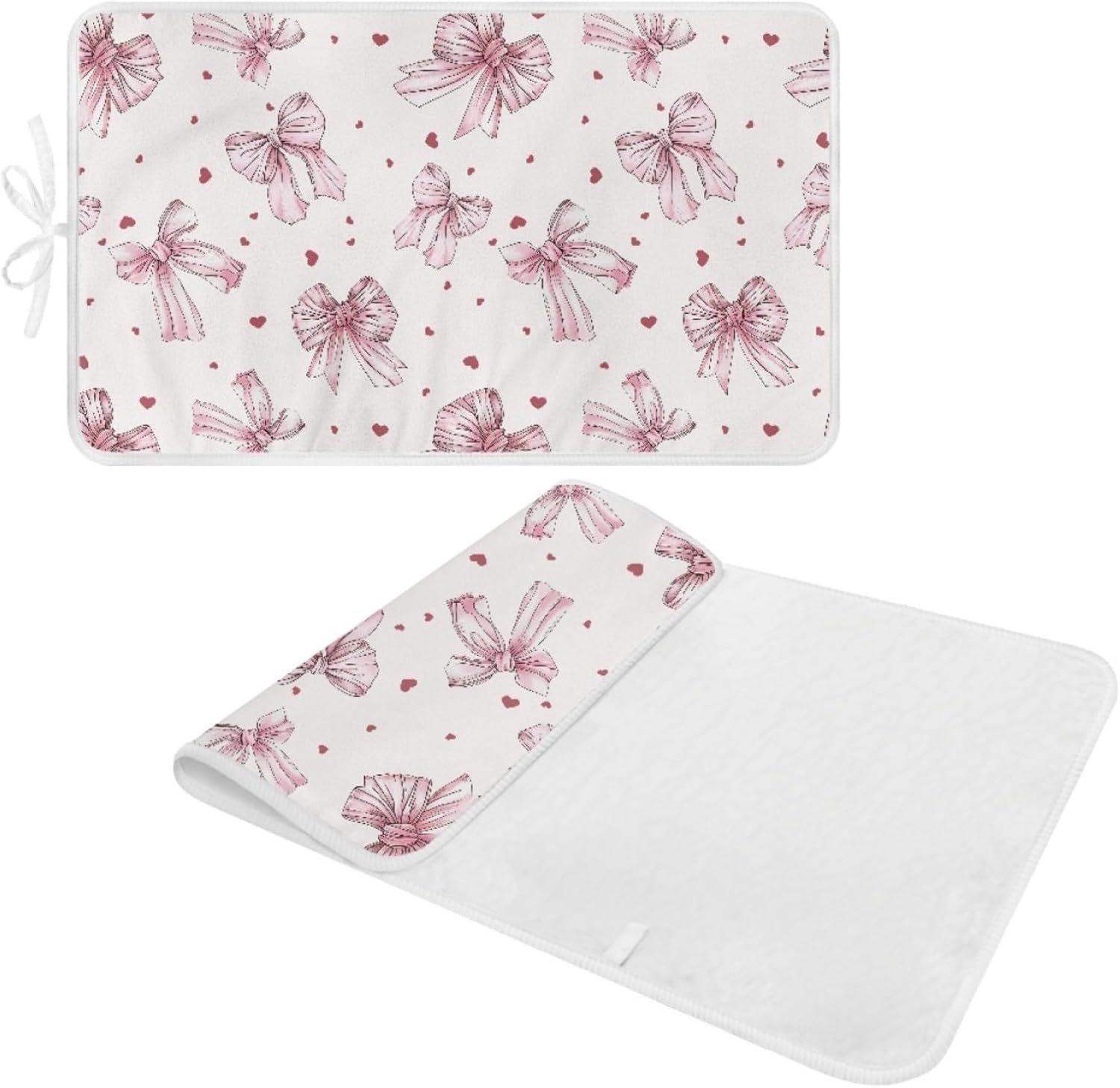 Foldable Ironing Board for Small Spaces Pink Bow Small Ironing Mat for Table Top with 3Mm Padding for Steam Pressing on Tabletop or Bed - Heat Resistant, Portable, Quilting & Travel
